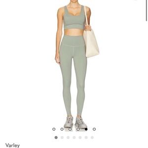 Varley Olive Green Leggings & Bra Set